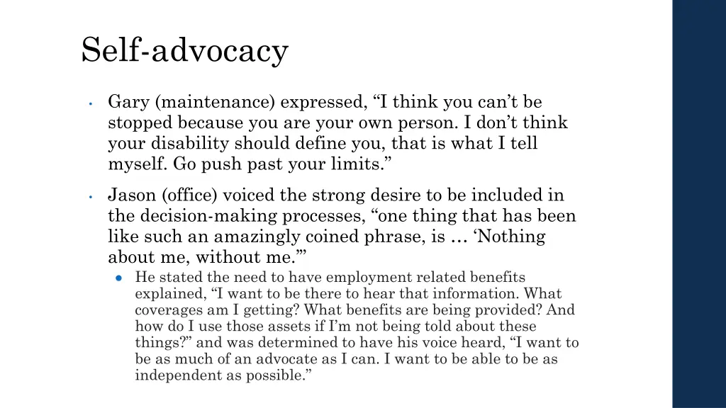 self advocacy