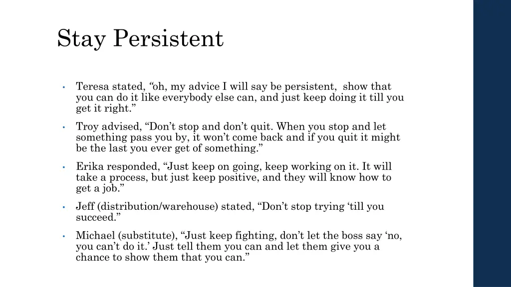 stay persistent