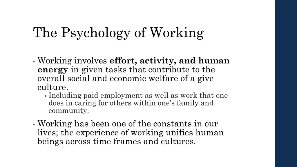 the psychology of working 1