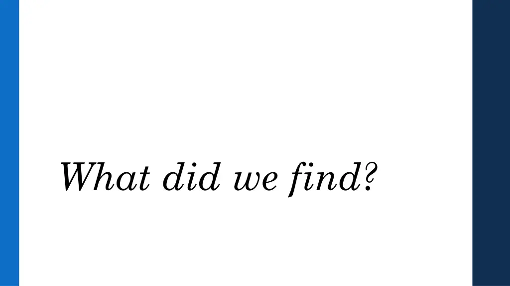 what did we find