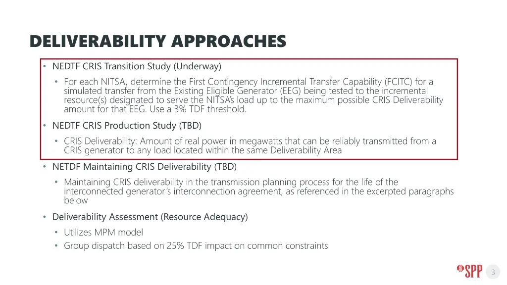 deliverability approaches