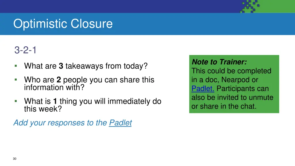 optimistic closure