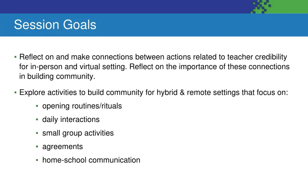 session goals