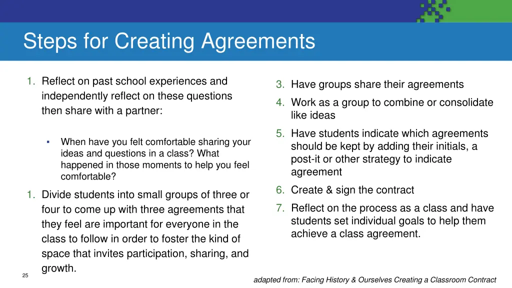 steps for creating agreements