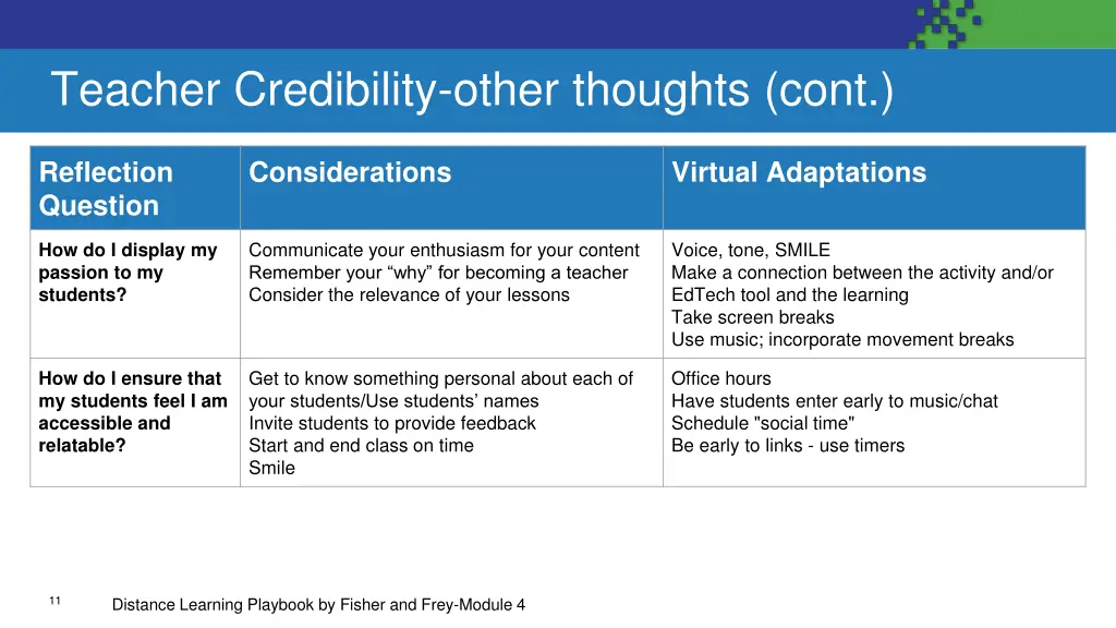 teacher credibility other thoughts cont
