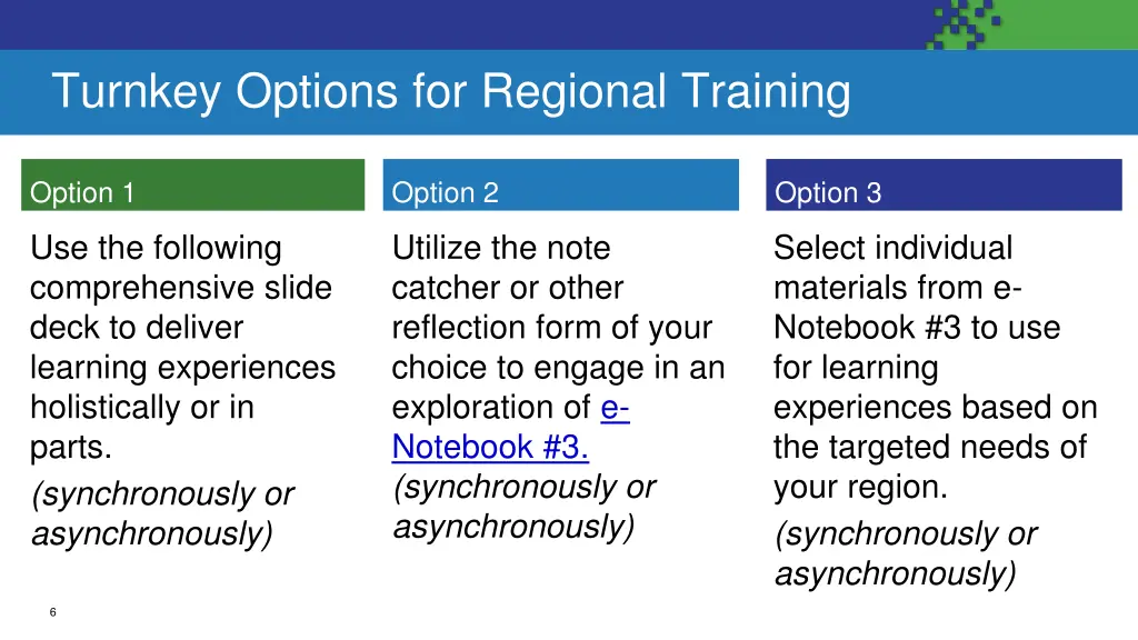 turnkey options for regional training