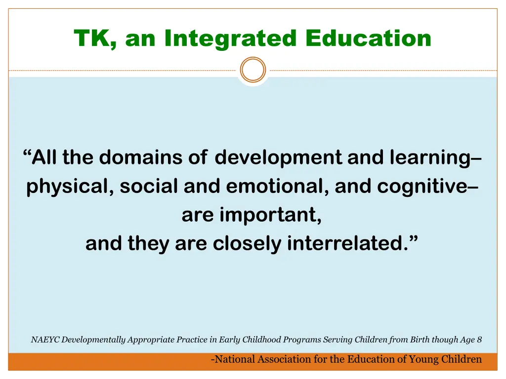 tk an integrated education