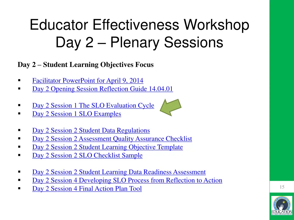 educator effectiveness workshop day 2 plenary
