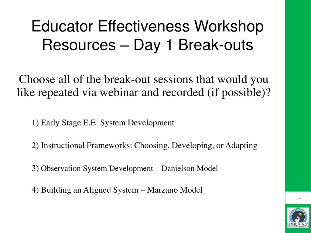 educator effectiveness workshop resources 2