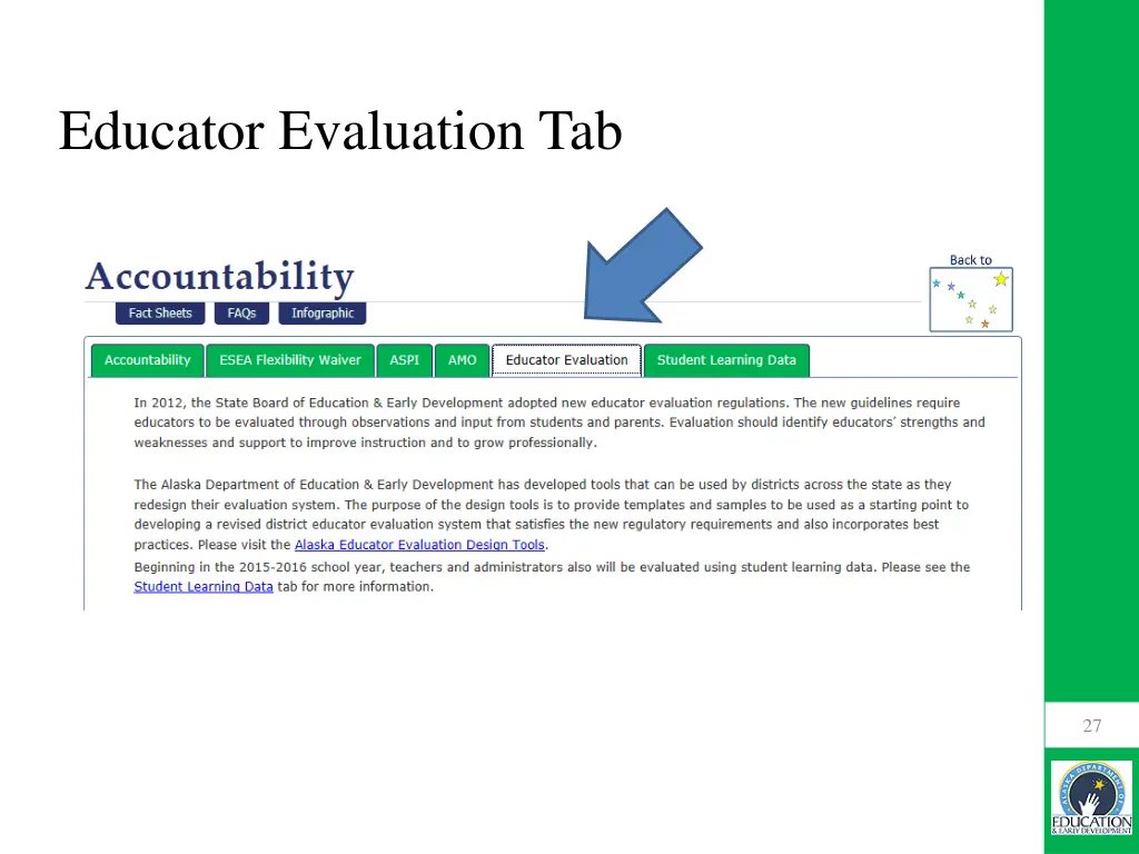 educator evaluation tab