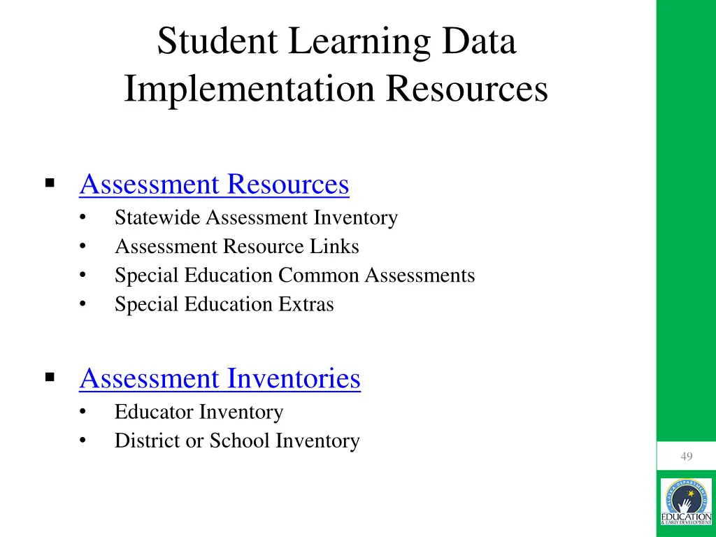 student learning data implementation resources