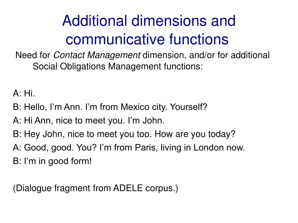 additional dimensions and communicative functions 1