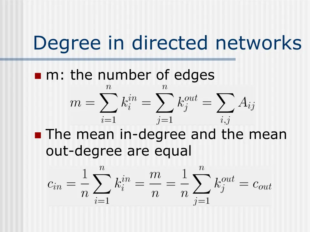 degree in directed networks 1