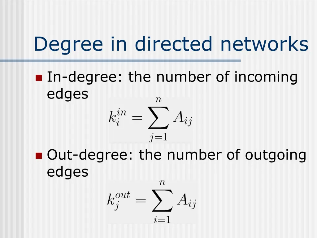 degree in directed networks