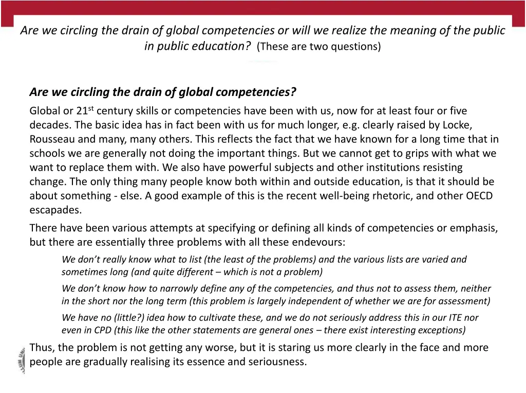 are we circling the drain of global competencies