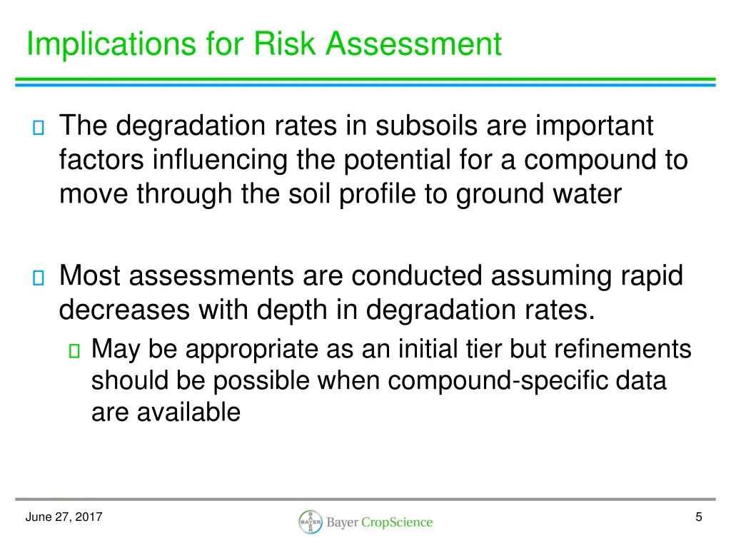 implications for risk assessment