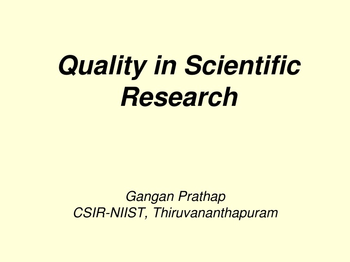 quality in scientific research