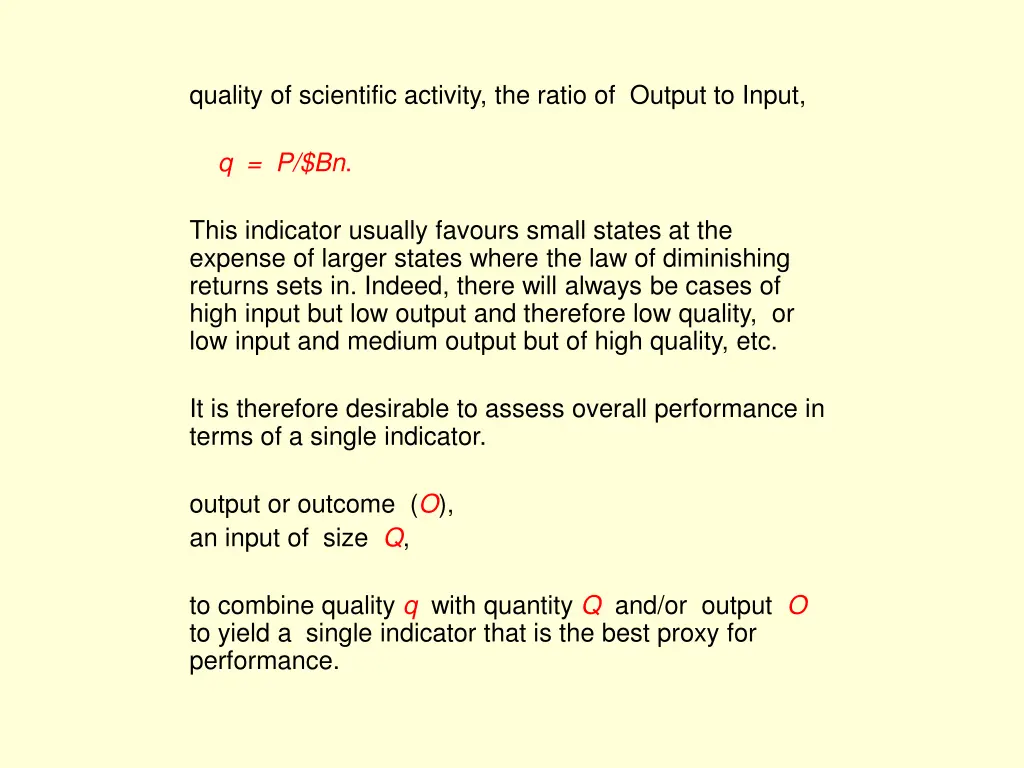 quality of scientific activity the ratio