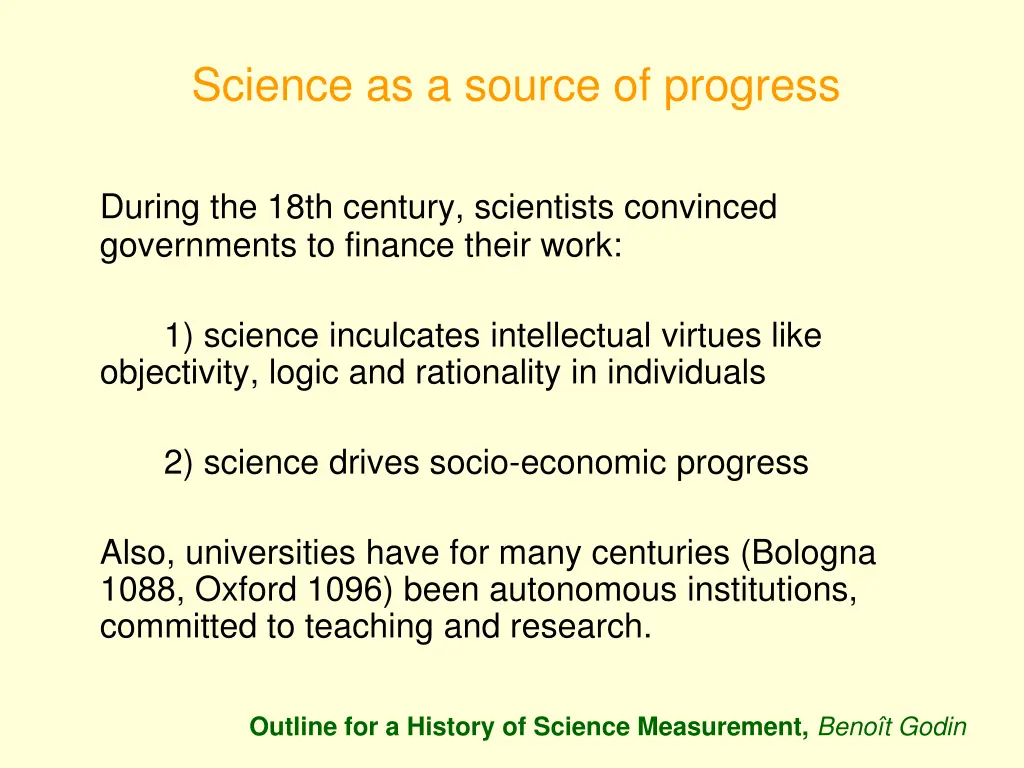 science as a source of progress