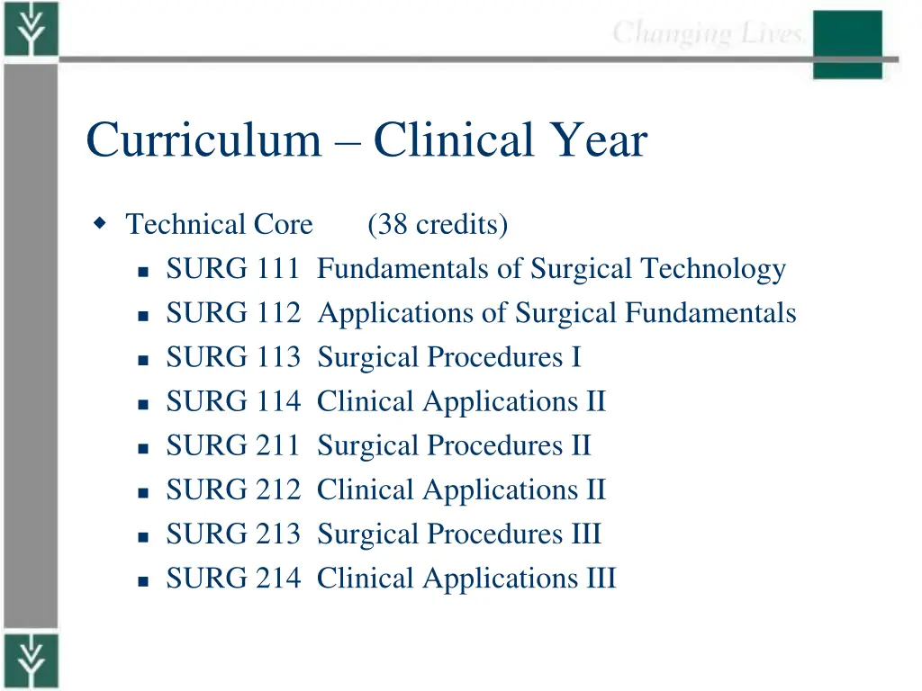 curriculum clinical year