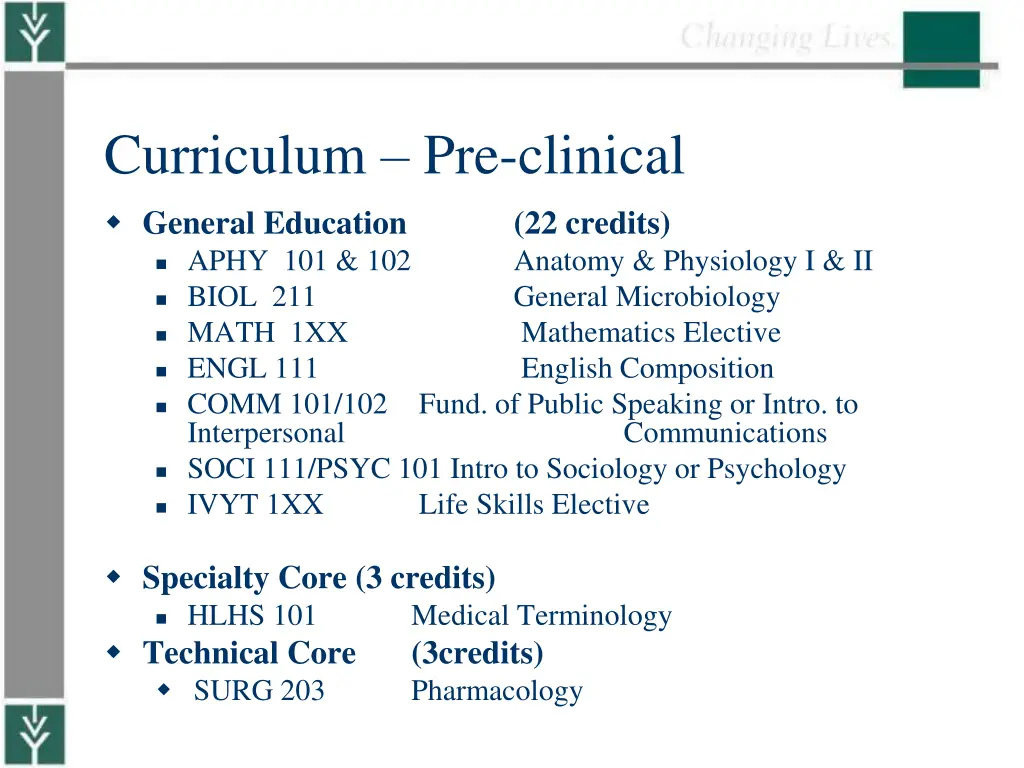 curriculum pre clinical
