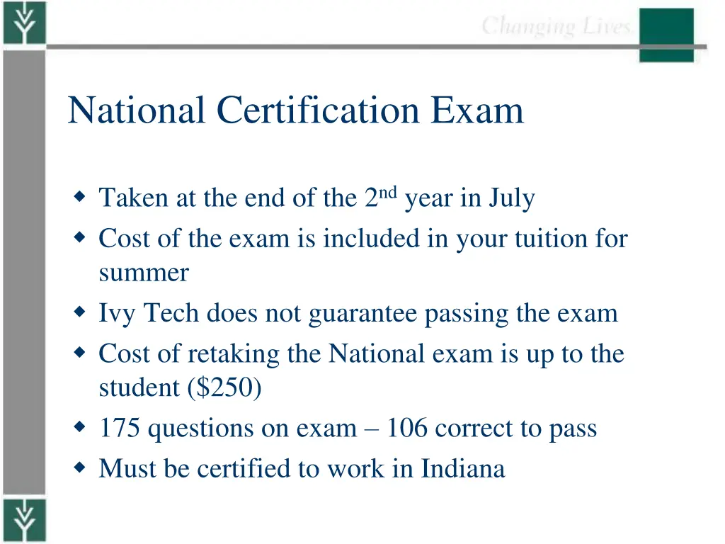 national certification exam