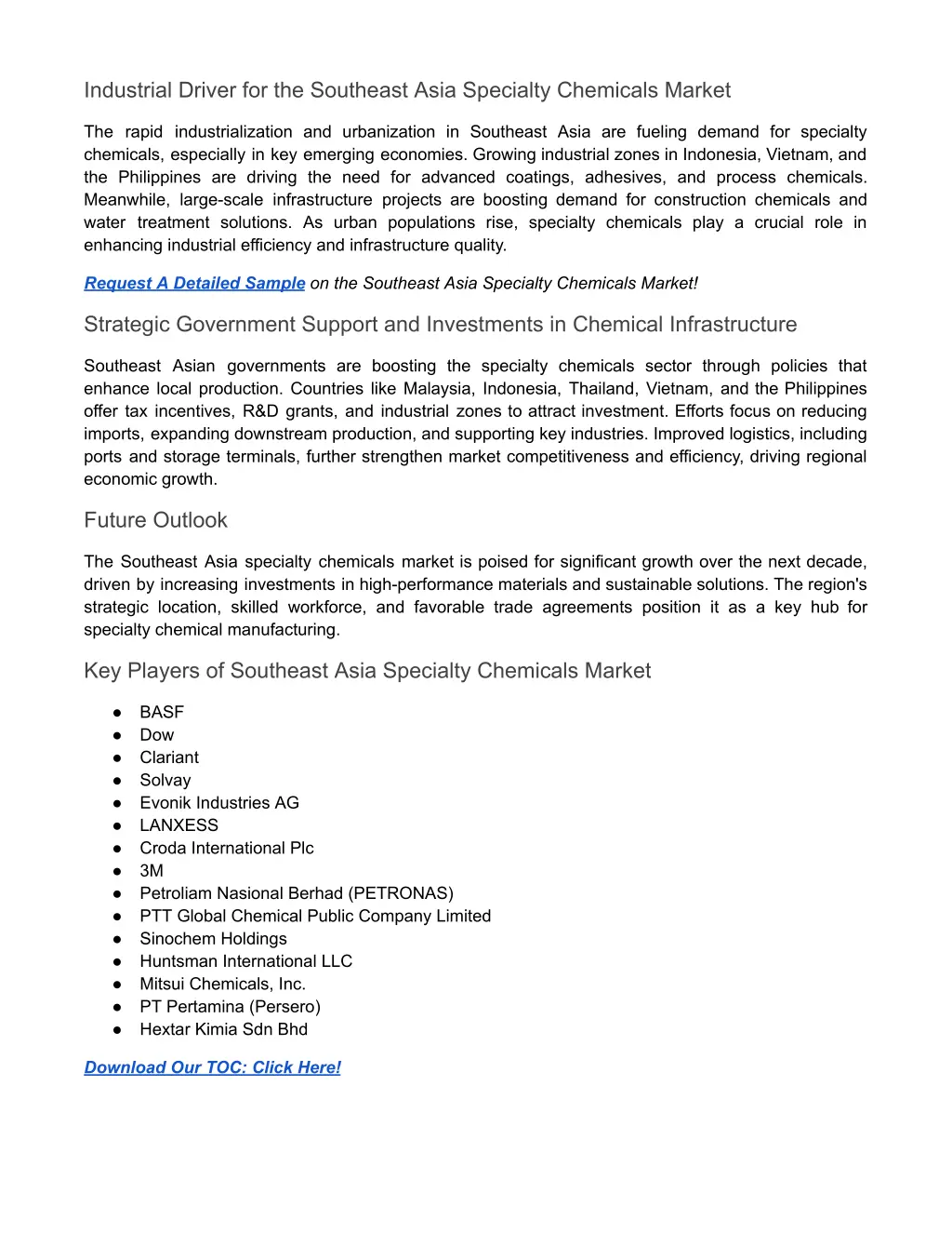 industrial driver for the southeast asia