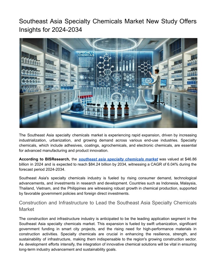southeast asia specialty chemicals market
