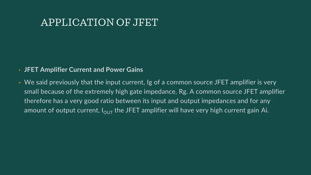 application of jfet