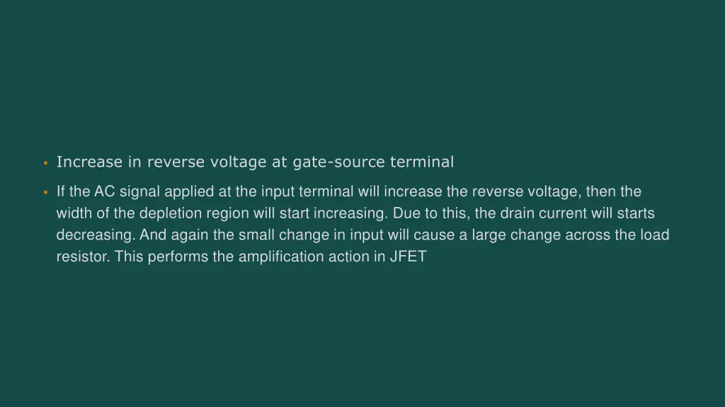 increase in reverse voltage at gate source
