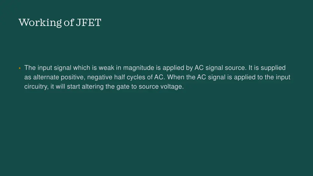 working of jfet 1