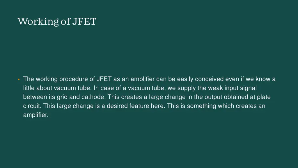 working of jfet