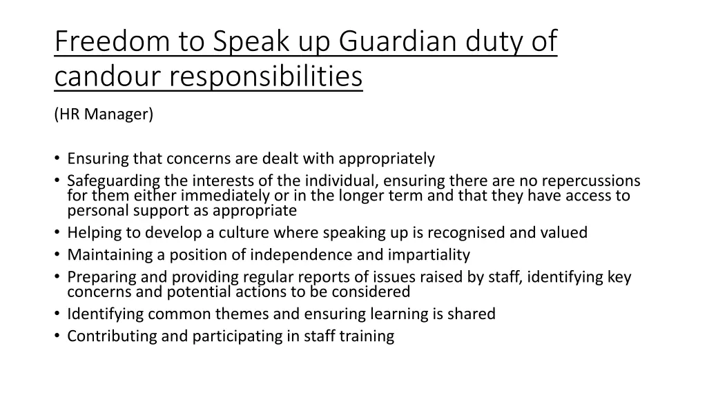 freedom to speak up guardian duty of candour