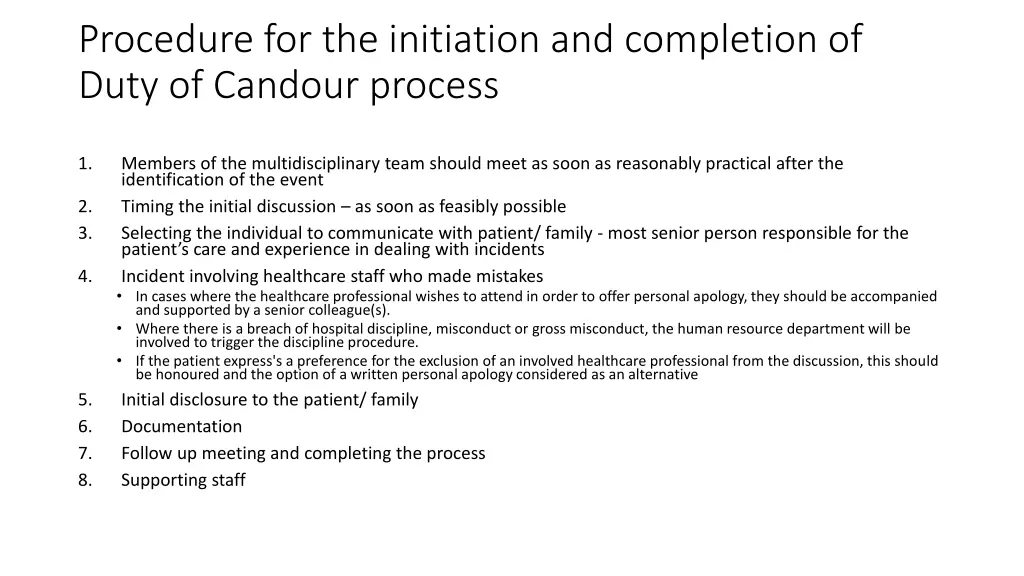 procedure for the initiation and completion