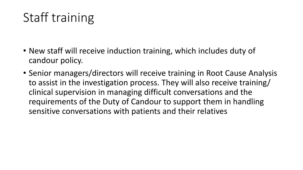 staff training