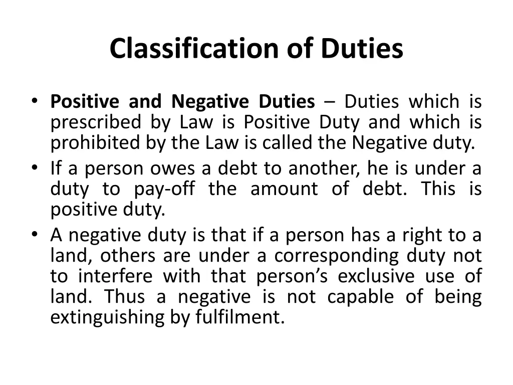 classification of duties 1