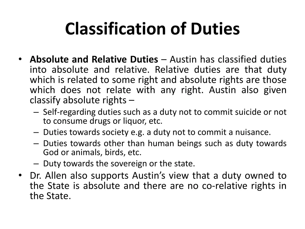 classification of duties 2