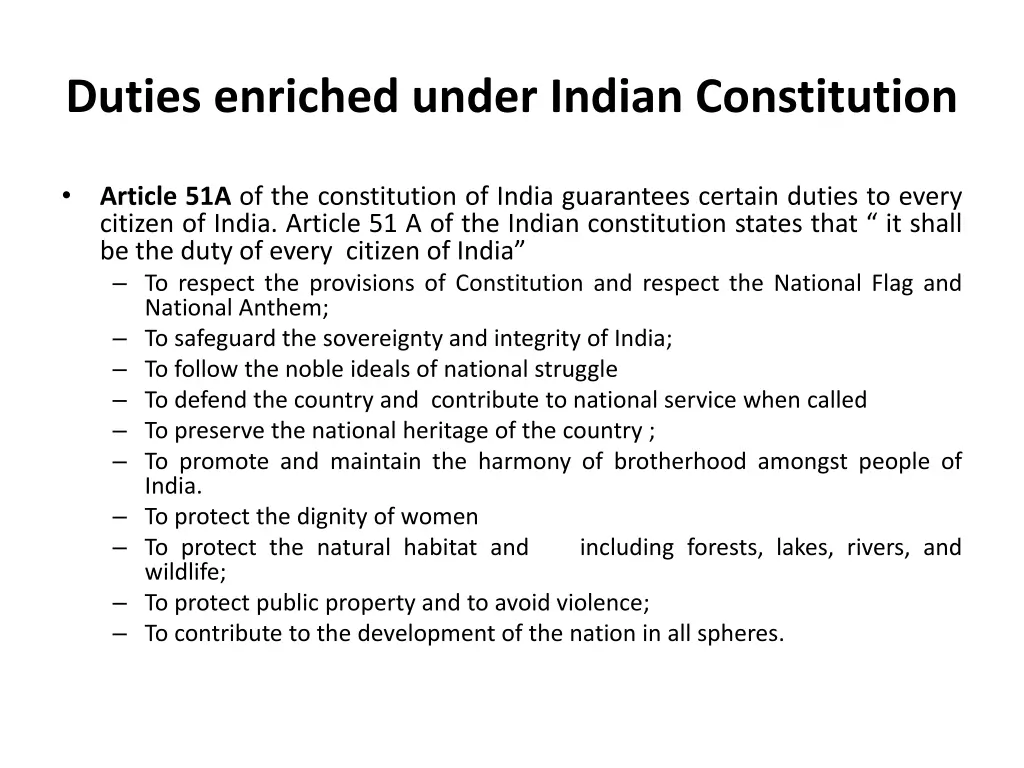 duties enriched under indian constitution