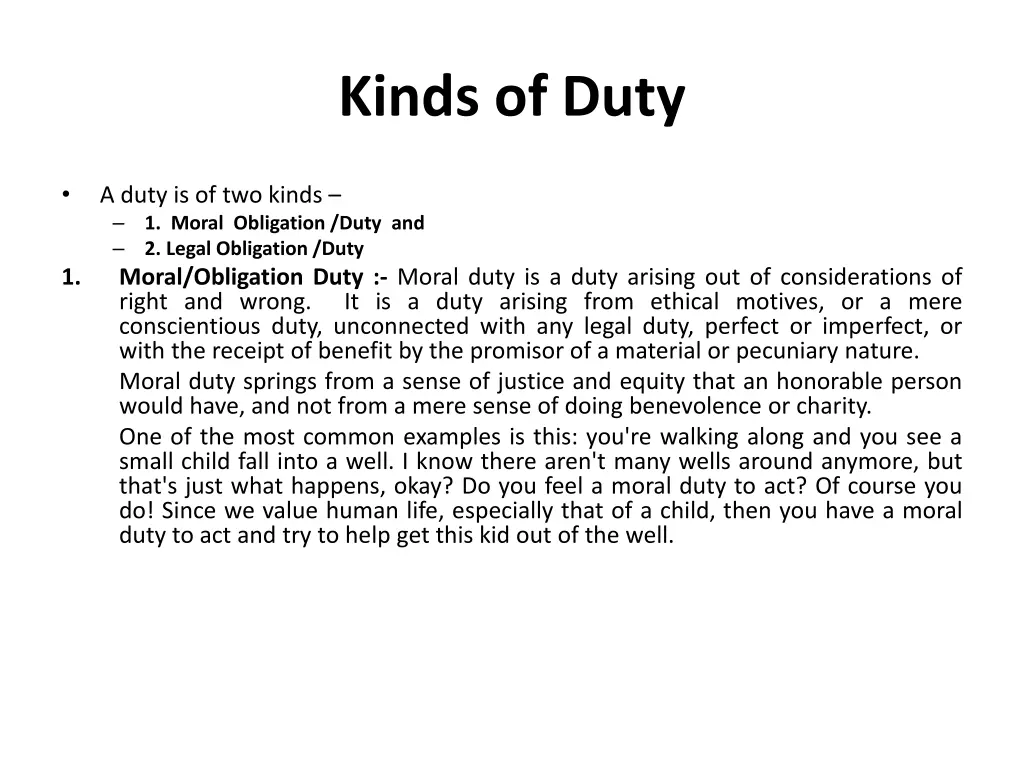 kinds of duty
