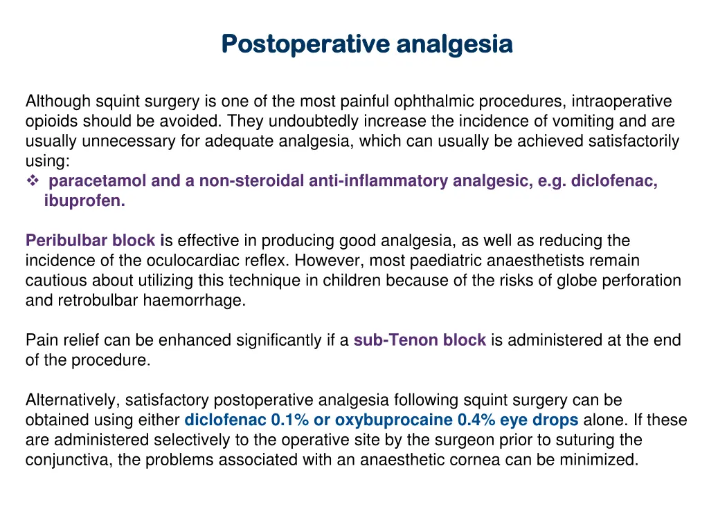postoperative postoperative analgesia