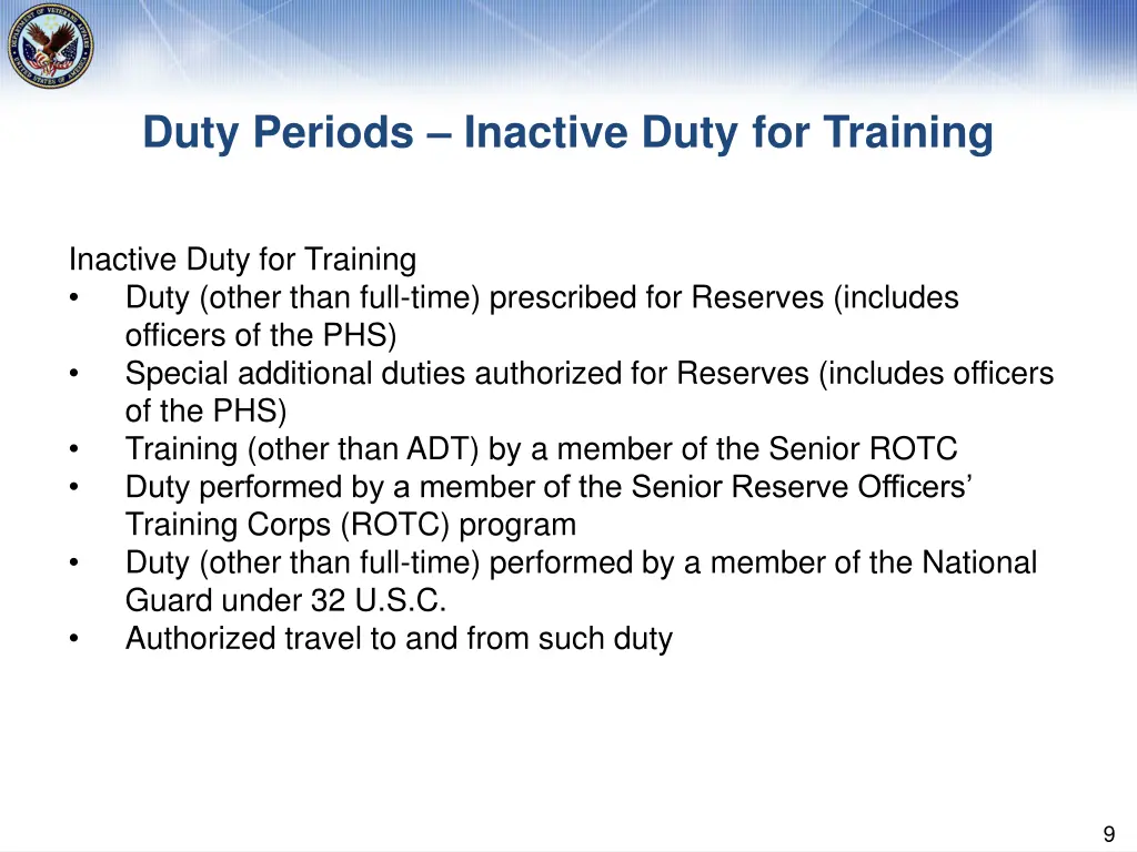 duty periods inactive duty for training 1