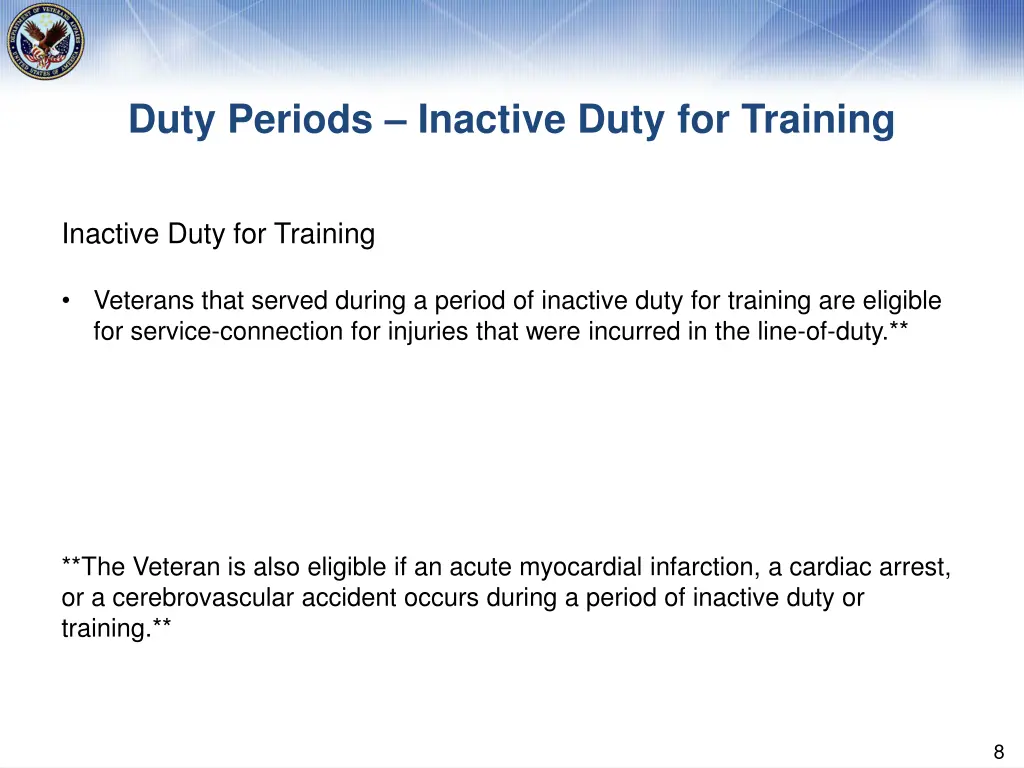duty periods inactive duty for training