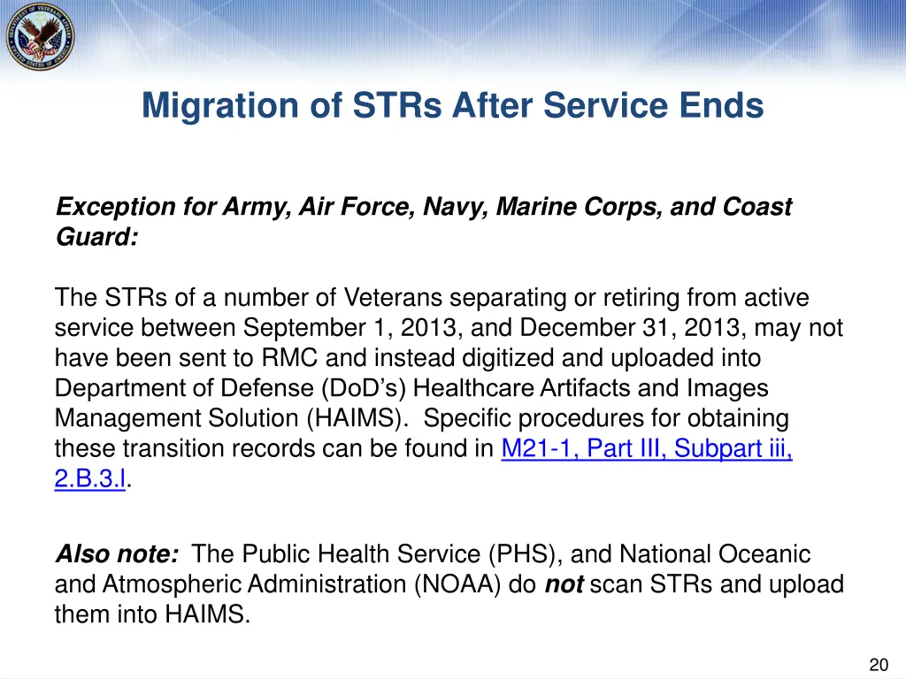migration of strs after service ends