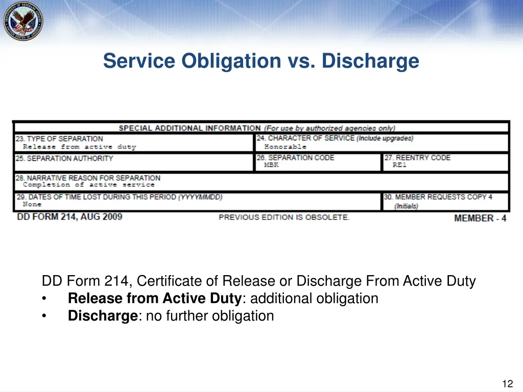 service obligation vs discharge 1