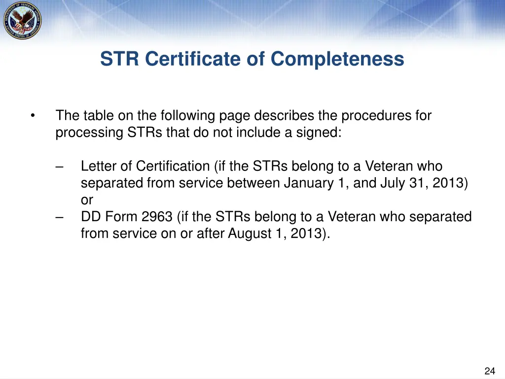 str certificate of completeness 1