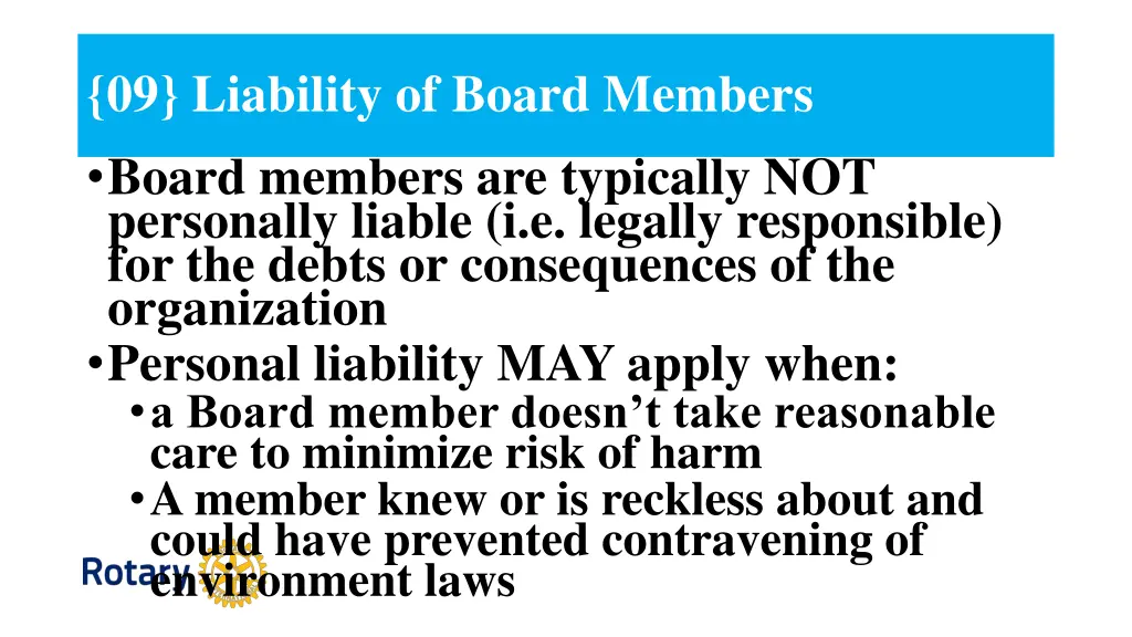 09 liability of board members