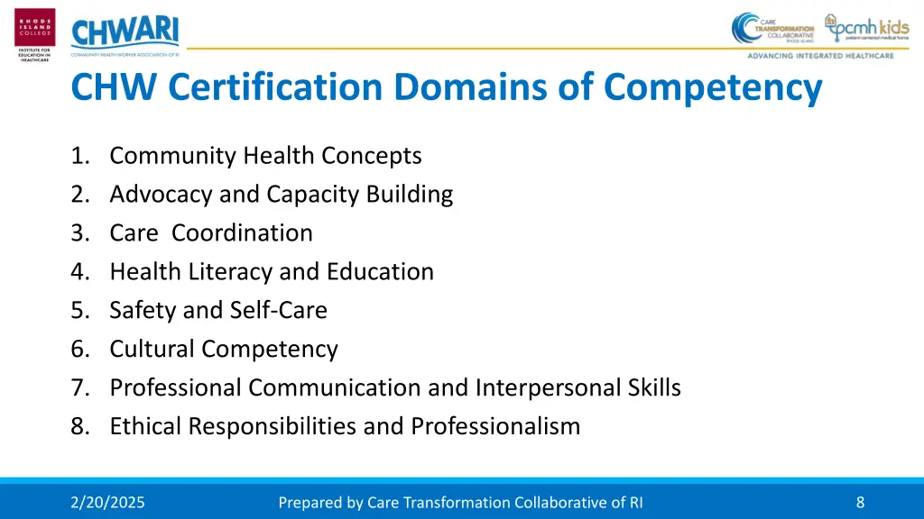chw certification domains of competency