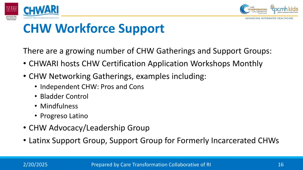 chw workforce support
