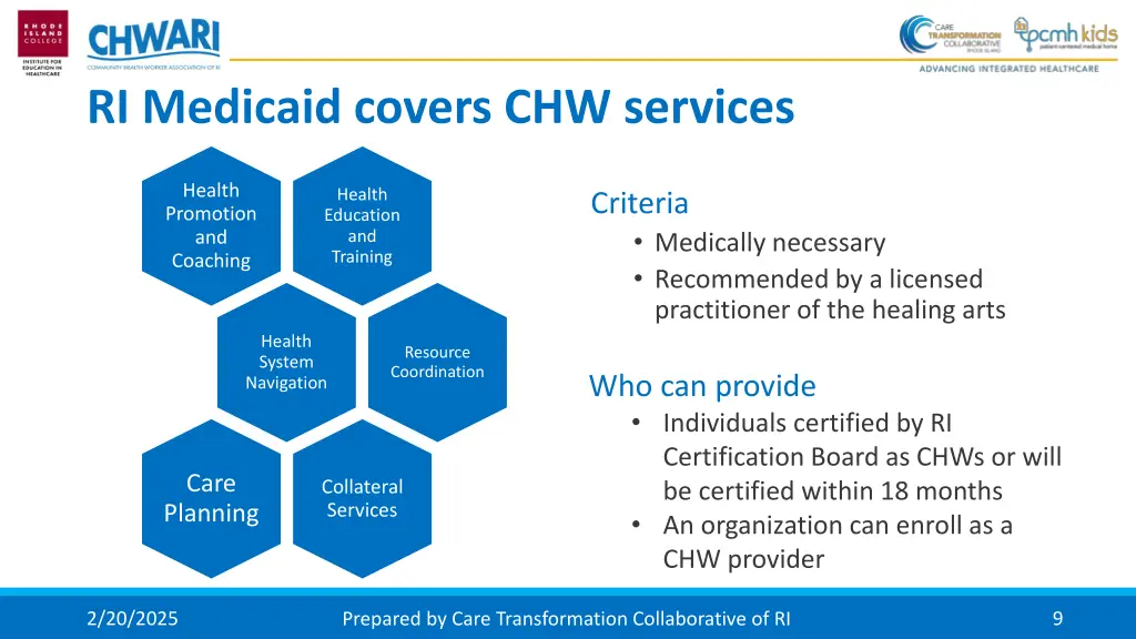 ri medicaid covers chw services