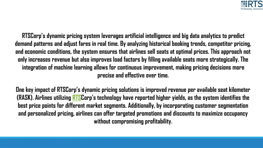 rtscorp s dynamic pricing system leverages